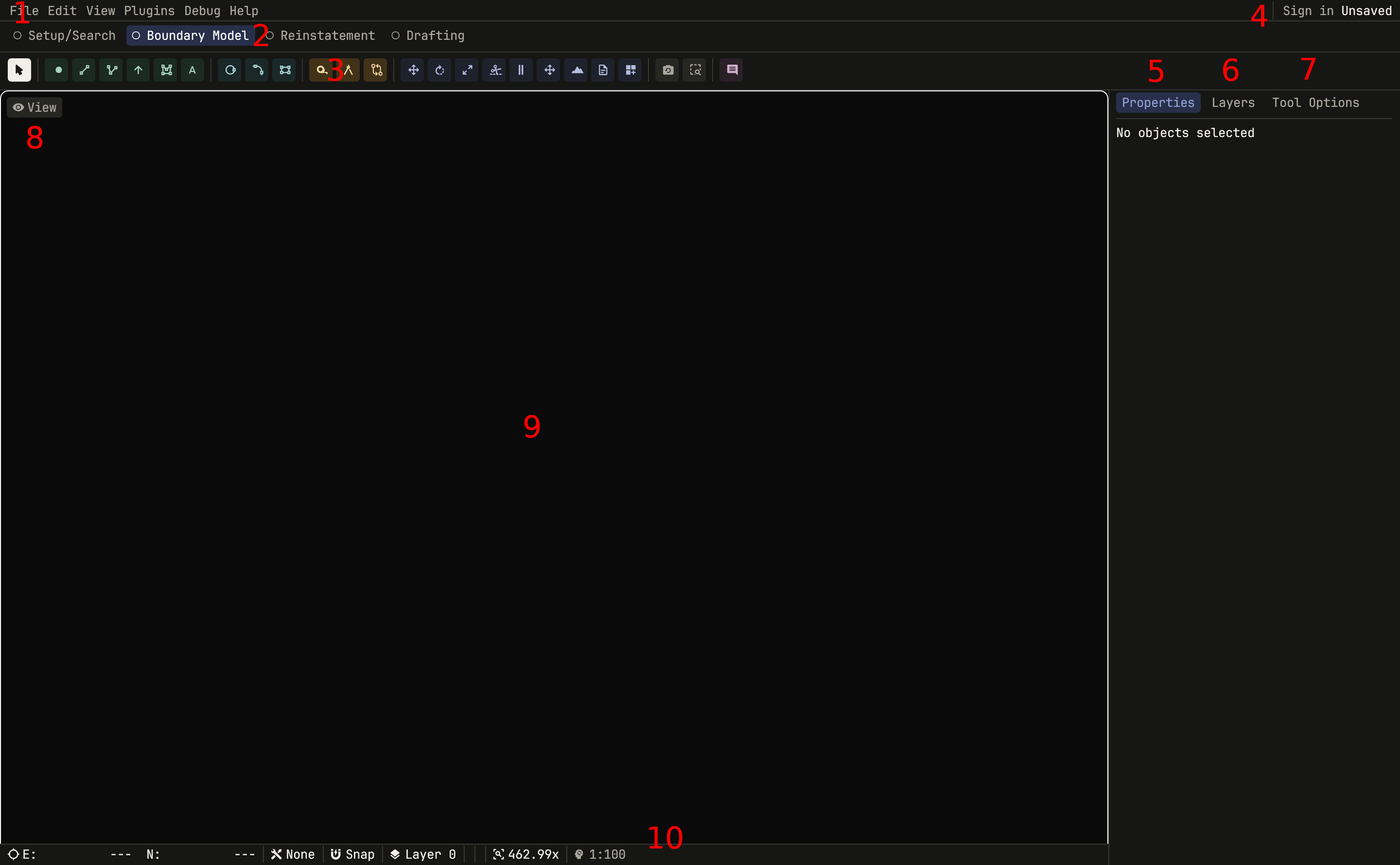 Interface Overview showing Nullcad UI